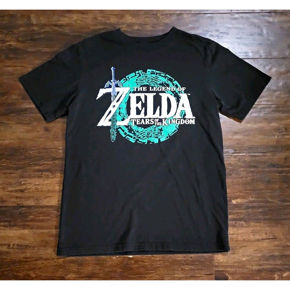 Zelda Tears of the Kingdom Double-Sided Black Graphic T-Shirt Youth L 10/12